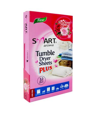Smart aroma tumble dryer towels - makes the fabrics softer - give a long -lasting and fresh fragrance - make ironing (sweet rose 32 pieces) sweet rose 32 pieces (1 Pack)