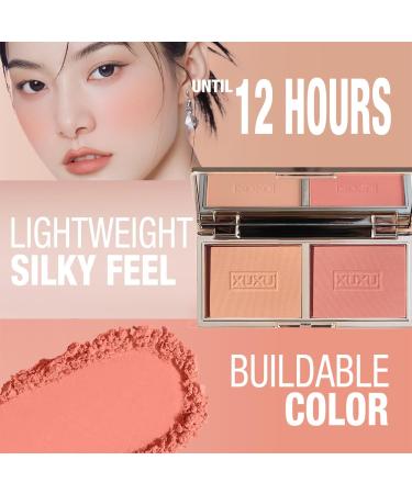 Matte and Shimmer Blush Palette with Mirror and Brush - Long-Wearing Natural-Looking Cheek Tint - 01 (1g) - Buy Online on SooperMarket.com