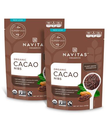 Navitas Organics Cacao Nibs 16oz. (2-Pack) 30 servings — Organic, Non-GMO, Fair Trade, Gluten-Free 1 Pound (Pack of 2) Unsweetened