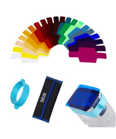 Selens Universal Flash Gels Lighting Filter SE-CG20-20 pcs Combination Kits for Camera Flash Light Strobe Light, Color Correction Filter Color Gels for Speedlight