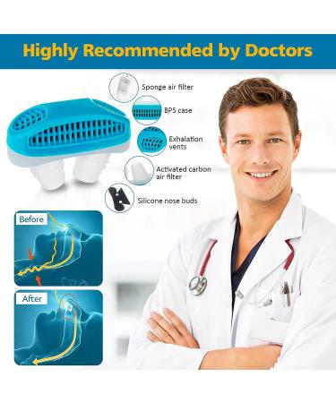 2-in-1 Blue Snoring Stopper: Anti Snoring Nose Clip & Air Purifier | Stop Snoring, Improve Sleep Quality | Men & Women - Buy Online on SooperMarket.com