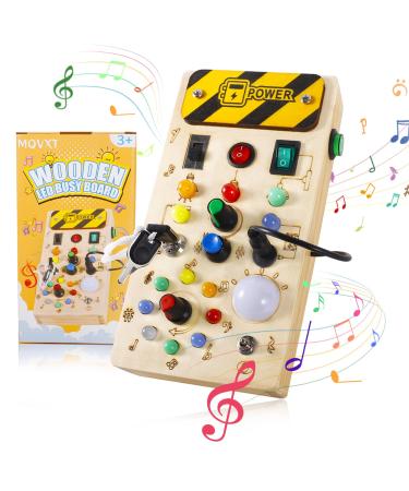 MQVXT Montessori Busy Board Busyboard Activity Board Baby Toys from 1 2 3 years musical activity LED wooden toys motor skills for children learning toys for baby toddlers boy girls