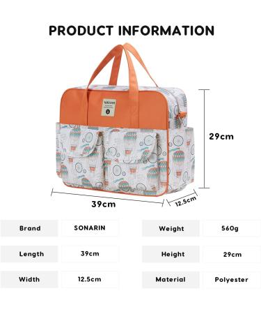 SONARIN Large Capacity Stylish Baby Changing Tote Bag | Waterproof Diaper Satchel with Shoulder Strap & Changing Mat - Balloon Design - Buy Online on SooperMarket.com
