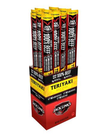 Jack Link's Beef Sticks Teriyaki 0.92 Ounce (20 Count) - Protein Snack Meat Stick with 6g of Protein Made with Premium Beef No Added MSG