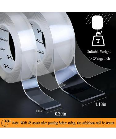 Double Sided Tape Heavy Duty Removable Mounting Tape Picture Hanging Strips Poster Tape for Walls Adhesive Transparent Tape for Carpet Rug Household O2Rolls(1.18inx6.5ft+0.39inx6.5ft) - Buy Online on SooperMarket.com