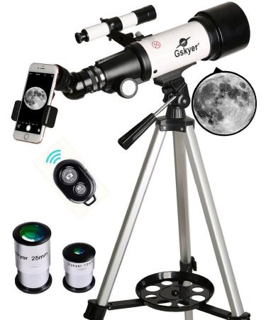 Gskyer Telescope, 70mm Aperture 400mm AZ Mount Astronomical Refracting Telescope for Kids Beginners - Travel Telescope with Carry Bag, Phone Adapter and Wireless Remote AZ70400