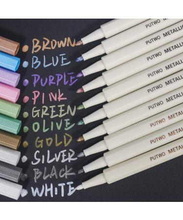 PuTwo Set of 10 Marker pens Coloured Pencils DIY for Photo Scrapbook Album use, Multicolor, 10 Count