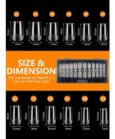 504 Pieces Artificial Nails - Half-Matted Flat Square Shape 12 Sizes Nail Tip Set for Perfect Manicure & Nail Art - Invisible Armor Design - Buy Online on SooperMarket.com