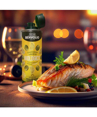 Benvolio Bio Lemon Oil 250ml - Cold Pressed Olive Oil with Real Lemon - Perfect for Salads Meat & Fish - 100% Natural Rich in Vitamins E & C - Buy Online on SooperMarket.com