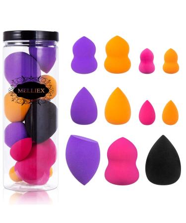 Makeup Sponge Blender Set 11pcs Beauty Blender Foundation Blending Flawless for Liquid Cream and Powder Multi-Coloured Cosmetic Applicator Puff