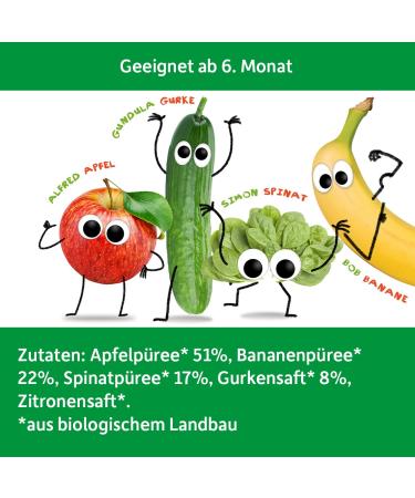 Cheeky Friends Bio Quetschie - Apple Banana Spinach & Cucumber Puree for Babies (6-Pack 6 x 100g) | Organic Baby Food International Shipping - Buy Online on SooperMarket.com