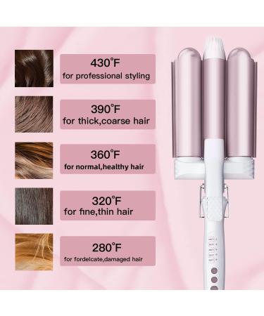 3 Jumbo Barrel Curling Iron Wand - 1.25" Ceramic Tourmaline Dual Voltage Adjustable Temp Big Waves Crimper - Champagne Gold Hair Tool for International Shipping - Buy Online on SooperMarket.com