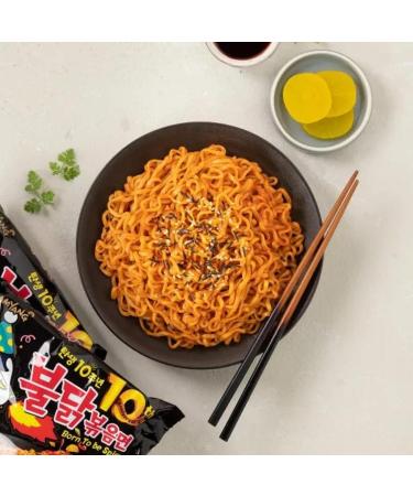 Samyang Buldak Ramen Korean Hot Spicy Chicken Stir-Fried Ramyun Noodles 140g Vmart (Pack of 10) - Buy Online on SooperMarket.com
