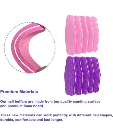 8 Pc Nail File and Buffer Set - 100/180 Grit for Acrylic Nails, Fingernail Buffing Blocks - Professional Manicure Kit Supplies - Buy Online on SooperMarket.com