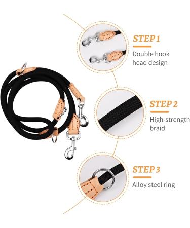Rapidbok Adjustable Nylon Dog Leash - Durable Black Practice Leash for Small Medium and Large Dogs - Perfect for Courtyard & Freehand Use - Buy Online on SooperMarket.com