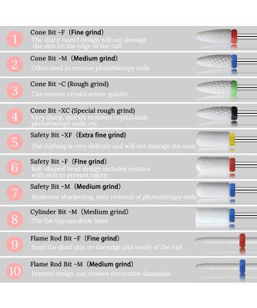 Ceramic Nail Drill Bits Set - Professional 10Pcs 3/32 Cuticle Remover for Acrylic Gel Nails - Crystal Nail Extension Tool - Nail Removal Kit - 10 Count - Buy Online on SooperMarket.com