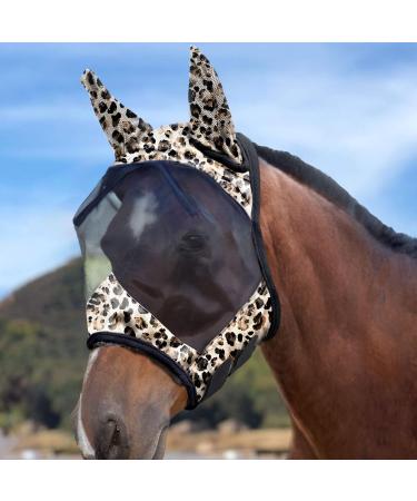 Harrison Howard LumiVista Horse Fly Mask with Ears UV Protection - Leopard Print (M Cob) - Buy Online on SooperMarket.com
