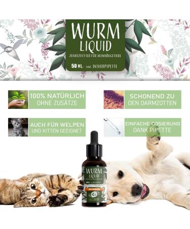 Nature Animal Wurm Liquid for Dogs & Cats - Vegan Deworming Solution | Natural Liquid Worm Cure for Pets | High-Quality Care for Your Four-Legged Friend - Buy Online on SooperMarket.com