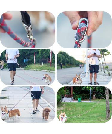 Adjustable 2.6m Dog Leash - Reflective Multifunctional Nylon for Walking Running & Training - Red & Gray - Buy Online on SooperMarket.com