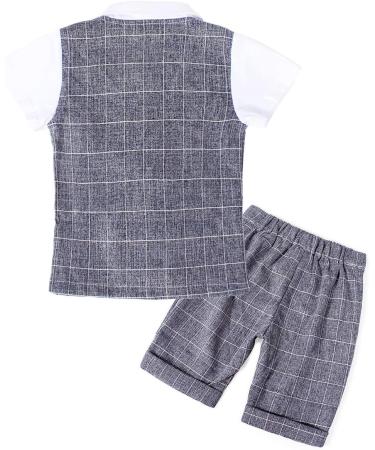 AmzBarley Baby Boys Gentlemans Outfit Suit | Grey Tuxedo Romper Set for Kids | Long/Short Sleeve Dress Shirt, Pants, Vest, Bowtie | Birthday, Party, Holiday | Size 105 (2-3 Years) - Buy Online on SooperMarket.com