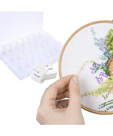 Peirich Embroidery Floss Organizer Box with 100 Bobbins and 459 Color Stickers - 24 Compartments | Floss Storage Solution - Buy Online on SooperMarket.com