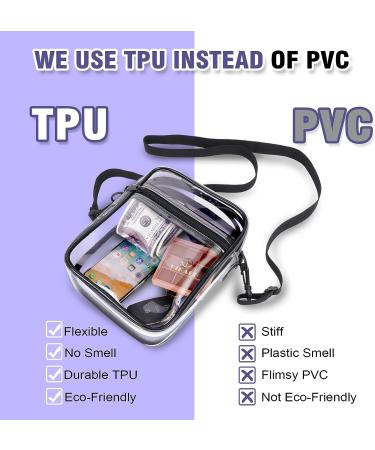 Youshuo Clear Stadium Bag - TPU Clear Purse with Front Pocket for Concerts & Sports, Black - Buy Online on SooperMarket.com