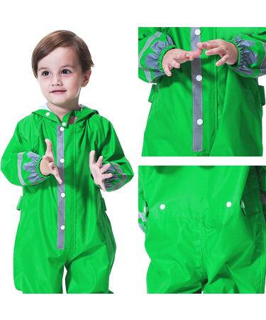 De feuilles Kids Button Rain Suit - Waterproof Hooded Green Frog Jumpsuit (4-6 Years) - Buy Online on SooperMarket.com