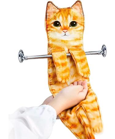 Cat Funny Hand Towels - Cute Decorative Washcloths for Bathroom & Kitchen Decor - Absorbent & Soft - Great Housewarming Gift for Cat Lovers - Orange - Buy Online on SooperMarket.com