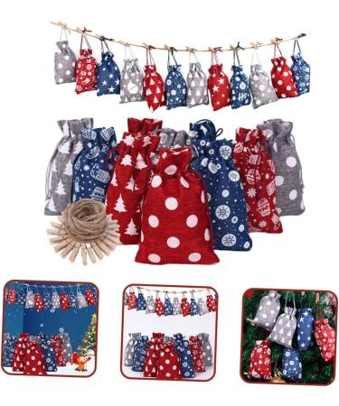 CIYODO 1 Set Christmas Advent Calendar Bags Drawstring Bag Candy Drawstring Bag Calendars Wood - Buy Online on SooperMarket.com