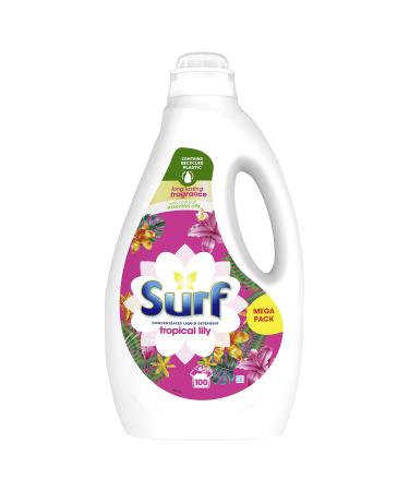 Surf Tropical Lily Concentrated Liquid Laundry Detergent infused with natural essential oils for fresh and clean washing 100 washes Water Lily 100 Count (Pack of 1)
