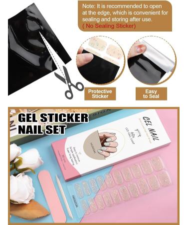Kalolary 20PCS Luminous Glitter Gel Nail Polish Strips - Glow in the Dark Waterproof Nail Wrap Stickers (White) - Includes Nail File and Stick - Buy Online on SooperMarket.com