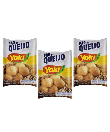 Yoki Mistura Pao De Queijo 250g | Brazilian Cheese Bread Mix 250g | Prepared Mixture for Cheese Bread | Deliciously Crunchy Cheese Bread (Cheese Bread Mix 3 Pack) Cheese Bread Mix 3 Pack