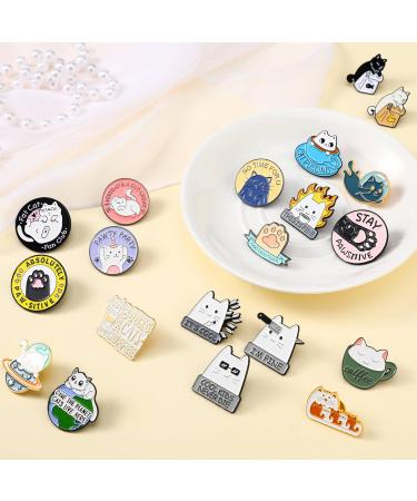 20 Piece Cat Enamel Pins Set - Cute Novelty Cartoon Animal Brooch Pins for Backpacks, Clothing, Bags & Jackets - Buy Online on SooperMarket.com