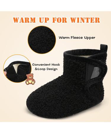 JOINFREE Baby Slippers Non-Slip Rubber Sole Cozy Home Booties - Black - Buy Online on SooperMarket.com
