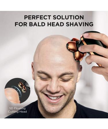 Electric Bald Head Razor for Men - 4 in 1 Grooming Kit with LED Display, Cordless Rotary Shaver - Wet/Dry, USB Rechargeable - Rose Gold - Buy Online on SooperMarket.com