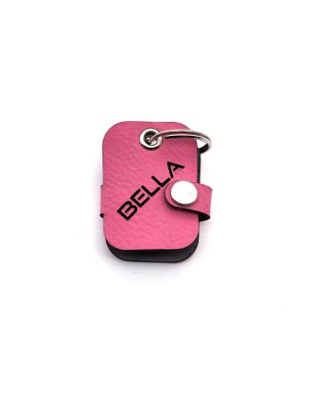 Copter farm dog brand bag for dogs on the collar |With engraving push button |Art leather real leather |Dog brand |Individually engraved on both sides (pink rectangle) pink rectangle