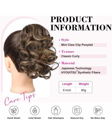 REECHO Short Curly Wavy Ponytail Extension | Clip-in Jaw Clip Pony Hair | Chocolate Brown with Highlights | HP001 - Buy Online on SooperMarket.com