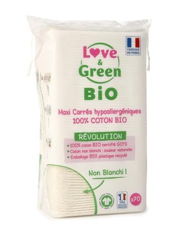 Love & Green Maxi Squares Organic Cotton 70 pieces Cotons Maxi Carr s BIO x 70