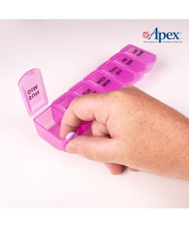 Apex 7 Day Bubble Lok Weekly Pill Organizer Weekly Pill Organizer Daily Easy-Open See-Through Lids Organize Medication or Vitamins Berry - Buy Online on SooperMarket.com