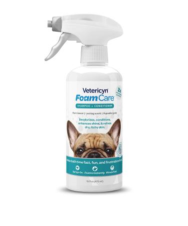 Vetericyn Foamcare Pet Shampoo And Conditioner. Spray-On Shampoo To Deodorize And Condition Coat. Natural Plant Based Small Animal And Pet Shampoo. 473 Ml