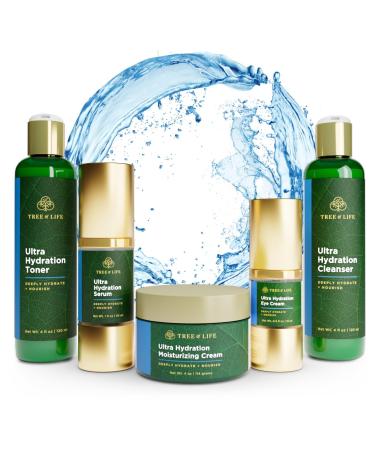 Tree of Life Hydrating Anti-Aging Moisturizing Complete Regimen includes Face Cleanser (4 Fl Oz) Toner (4 Fl Oz) Serum (1 Fl Oz) Face and Body Cream (4 Oz) and Eye Cream (0.5 Fl Oz)