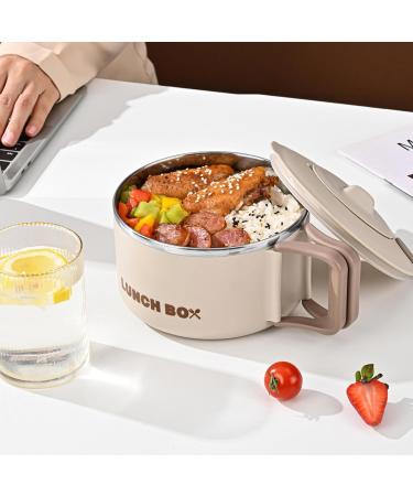 Durable Remen Noodle Container 1200ml Ramen Cooker Soup Mug Japanese Ramen Picnic Tableware for Pasta Dishes Portable Safe Reusable Noodle Bowl High Capacity Noodle Cooker for Home Picnic Beige - Buy Online on SooperMarket.com