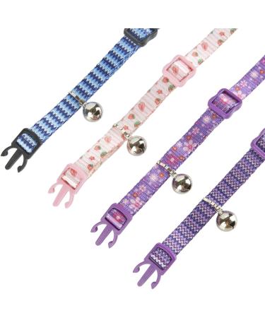 YUDOTE Cat Collars Pack of 2 Colorful Printed Basic Strong Girls Cat Collar Quick Release with Removeable Bell Pink Purple 19-28cm (Pakc of 2) Pink+Purple - Buy Online on SooperMarket.com
