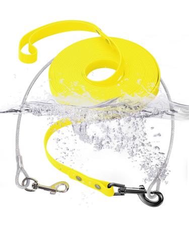 Waterproof Leash for Dogs with Chew Proof Tie-Out Leashes Waterproof Training Leash for Dogs (Yellow 15m) 15m Yellow