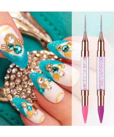 Jeffdad Double Head Nail Rhinestone Picker Set - Pink & Purple | DIY Nail Art Tool with Gems Crystals - Buy Online on SooperMarket.com