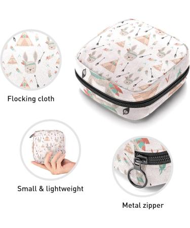 Indian Rabbits Pattern Sanitary Napkin Storage Bag - Cute Menstrual Cup Pouch for Women & Teens - Multi-colored - Buy Online on SooperMarket.com