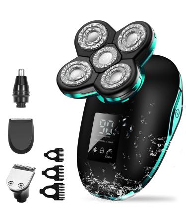 Electric Razor for Men 5 in 1 Rechargeable Electric Shaver Five Floating Heads Razors Hair Clipper Nose Ear Hair Trimmer Men Facial Cleaning Brush ( Color : OneColor )