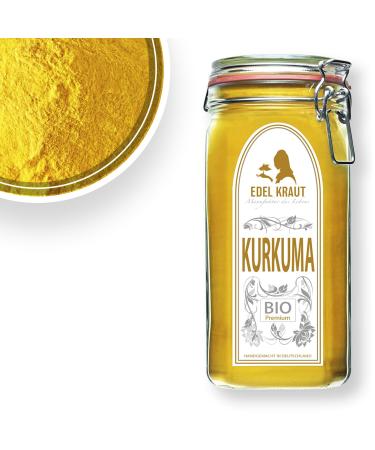 Turmeric powder organic |Noble herb 100% pure organic curcuma powder in premium glass - for smoothies golden milk paste turmeric bio latte and much more - 750g turmeric powder organic turmeric powder