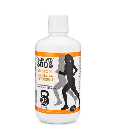 Molly's Suds All Sport Laundry Wash | Gentle Detergent for Workout Clothes Athletic Wear and Sports Fabrics | 32 Loads 32 Fl Oz (Pack of 1)