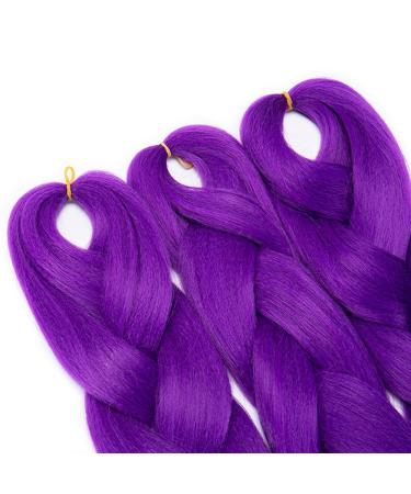 Tess Braids Extensions 60cm - 3 Pack Jumbo Kanecalon Hair Braids for Box Braids - 100g Purple Kunsthaar Extensions - Buy Online on SooperMarket.com